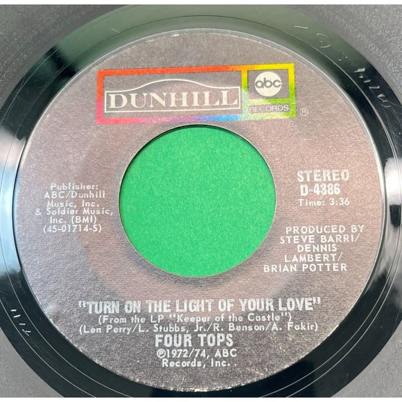 The Four Tops One Chain Don't Make No Prison / Turn On the Light 45 Soul 1970s - Picture 2 of 6
